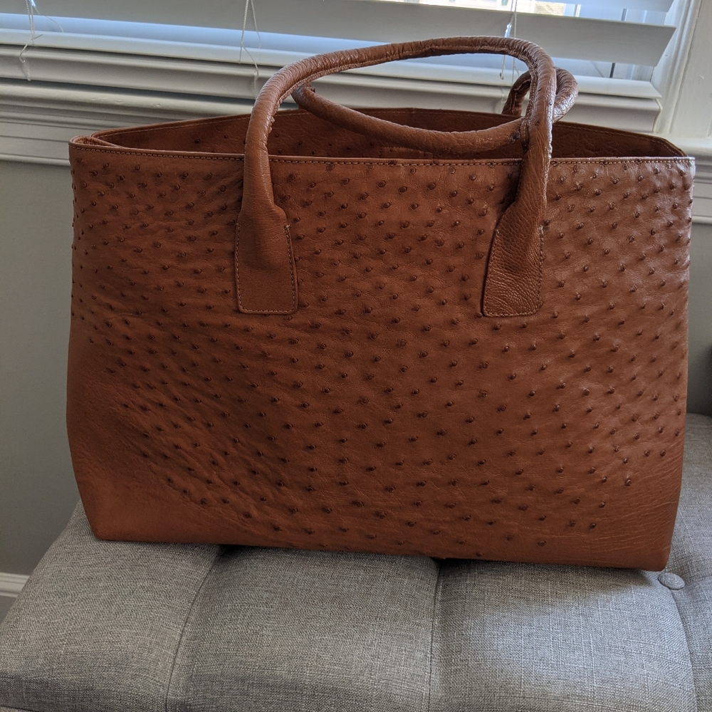 Barfield Collection Tan Ostrich Leather Tote
